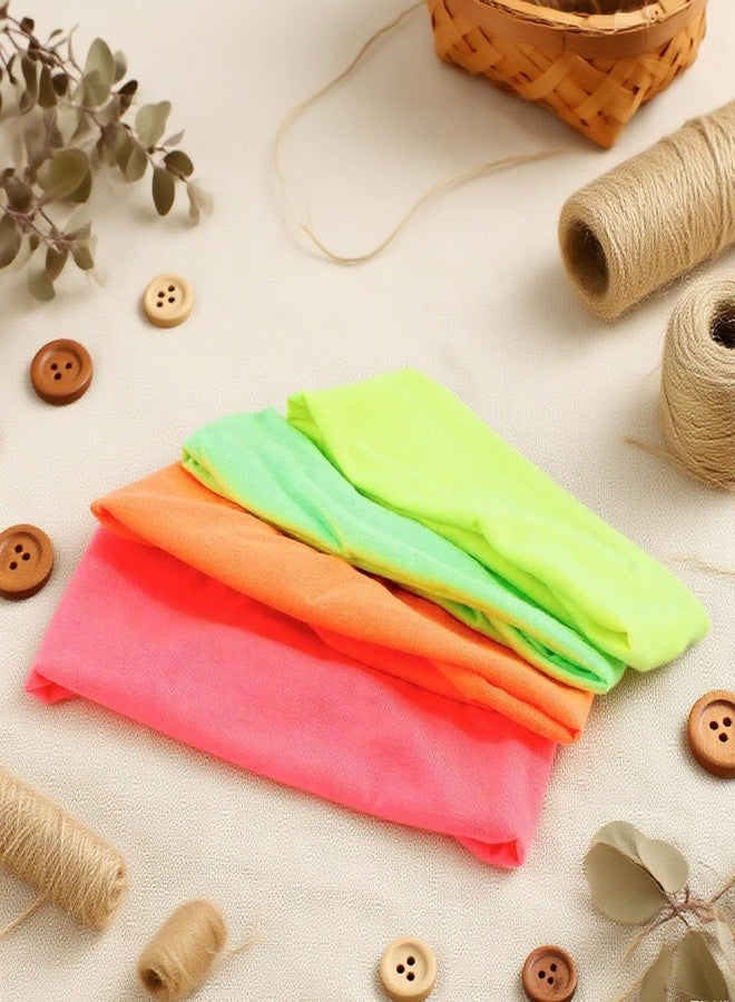CZMZHFC 4 Pcs 80s 90s Neon Headband for Women,Non-Slip Sports Headbands,Elastic Fluorescent Turban Hair Bands,Neon Accessories,Vintage Fashion Sweatbands for Party Yoga Hiking Cycling Running (Style B) - Image 4